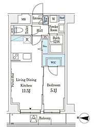 ラカーサ広尾 1LDKの間取図画像