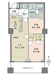 ザ・パークハウス恵比寿 2LDKの間取図画像