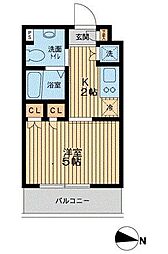 エスティメゾン武蔵小山 1Kの間取図画像