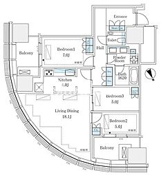麻布台ヒルズ レジデンスB 3LDKの間取図画像