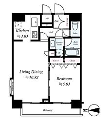 ガリシア浜松町 1LDKの間取図画像