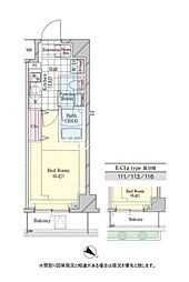 シェル品川戸越 1Kの間取図画像