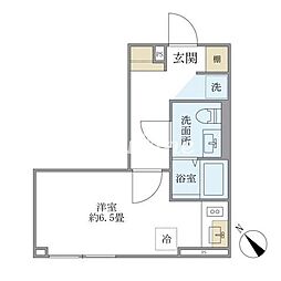 エクサムアカサカ(EXAM AKASAKA) ワンルームの間取図画像