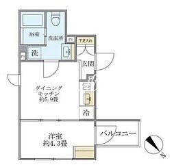 エクサムアカサカ(EXAM AKASAKA) 1DKの間取図画像
