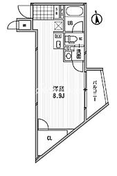 アーデン芝公園 ワンルームの間取図画像
