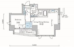 カーサスプレンディッド恵比寿1丁目アネックス 1LDKの間取図画像