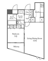 ミリアレジデンス乃木坂 1LDKの間取図画像