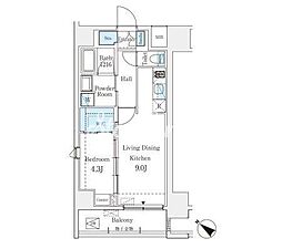 PRIMERESIDENCESHIBUYA 1LDKの間取図画像