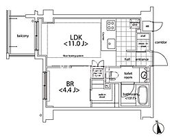 カスタリア麻布十番 1LDKの間取図画像
