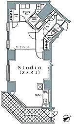 パークハビオ麻布台 ワンルームの間取図画像