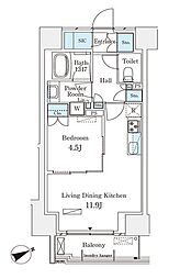 Parknadefit南青山Garden 1LDKの間取図画像