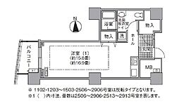 アクティ汐留 1Kの間取図画像