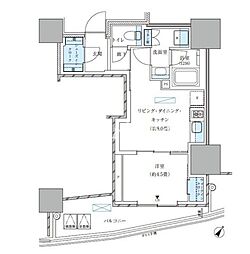 パークアクシス五反田スカイタワー 1LDKの間取図画像