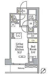 ラティエラ武蔵小山レジデンス 1SLDKの間取図画像