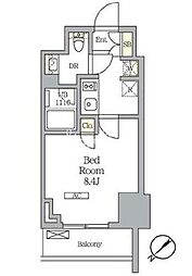 ラティエラ武蔵小山レジデンス 1Kの間取図画像
