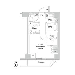 TRACK両国 8階1LDKの間取り