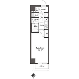 ルクレ両国 4階1Kの間取り