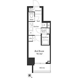 オープンブルーム川口並木 11階1Kの間取り