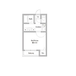 ハウスインディゴ 2階1Kの間取り