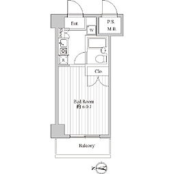スペーシア池上 5階1Kの間取り