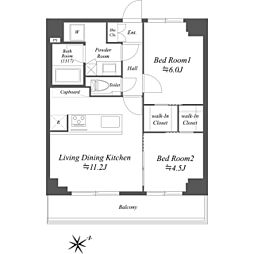 ブライズ白金台 6階2LDKの間取り
