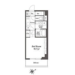 ブライズ白金台 3階1Kの間取り