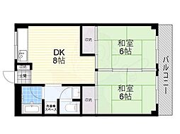 第一藤井ハイツ 2DKの間取図画像