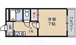 コンフォート長尾 1Kの間取図画像