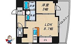 クリスタルクォーツ楠葉朝日 1LDKの間取図画像