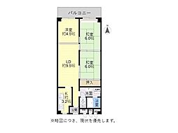 労住まきのハイツ一号棟 3LDKの間取り