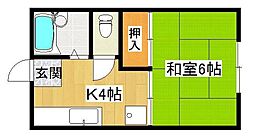 アパート 1Kの間取図画像