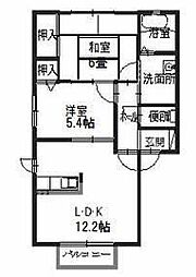 ヴィラシャンピニヨン2D棟 2LDKの間取図画像