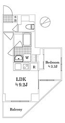 サットンアリビオ八王子 301 3階1LDKの間取り