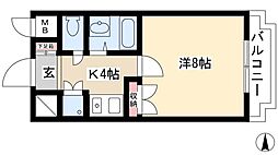 熱田泰文堂ビル 4階1Kの間取り