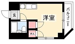 伏見ヨックスビル ワンルームの間取図画像