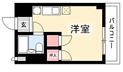 伏見ヨックスビル ワンルームの間取図画像