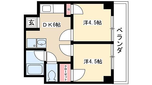 向陽ビル ｜愛知県名古屋市中区新栄1丁目(賃貸マンション2DK・4階・30.13㎡)の写真 その2