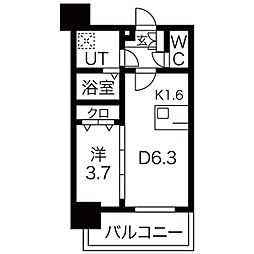 メイクスWアート上前津V 15階1DKの間取り