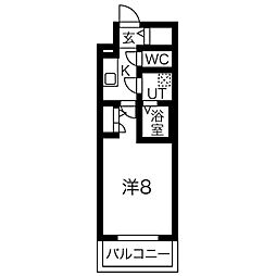 エスリード泉プライム 9階1Kの間取り