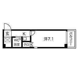 キャピタル上前津 3階1Kの間取り