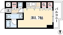 グランルージュ栄II 3階ワンルームの間取り
