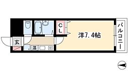 シェリーメゾン 7階1Kの間取り