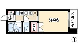 三恵ハイツ 6階1Kの間取り