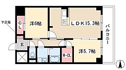 GRANDUKE丸田町 13階2LDKの間取り