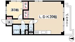三陽ビルディング 5階1LDKの間取り
