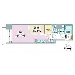 スリーアイランドタワー久屋大通 8階1LDKの間取り