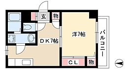 エスポアール荒江 1DKの間取図画像