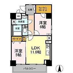 トンシェトア 3階2LDKの間取り