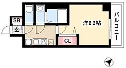 アステリ鶴舞テーセラ 4階1Kの間取り