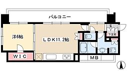 プラウドタワー名古屋伏見 19階1LDKの間取り